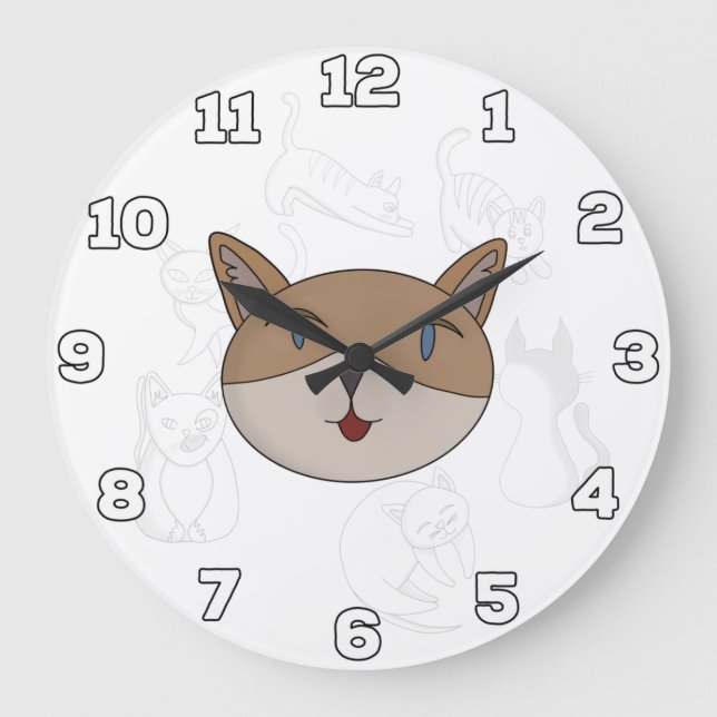 Grande Horloge Ronde J'aime les chats (Recto)