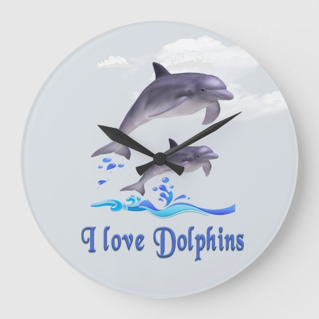 Grande Horloge Ronde J'aime les dauphins (Recto)