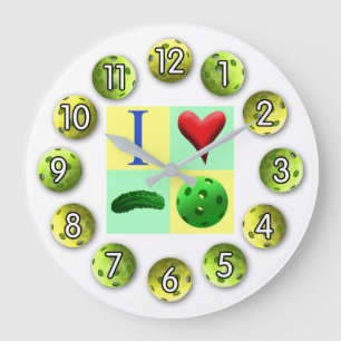 Grande Horloge Ronde J'aime l'horloge de Pickleball