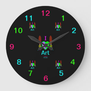 Grande Horloge Ronde J'aime l'horloge murale d'acrylique d'art