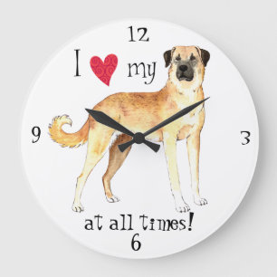 Grande Horloge Ronde J'aime mon chien de berger anatolien