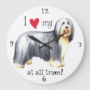 Grande Horloge Ronde J'aime mon colley barbu