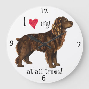 Grande Horloge Ronde J'aime mon épagneul de Boykin