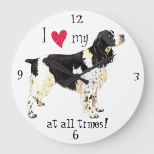 Grande Horloge Ronde J'aime mon épagneul de springer anglais