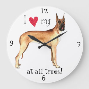 Grande Horloge Ronde J'aime mon great dane
