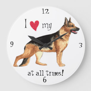 Grande Horloge Ronde J'aime mon GSD