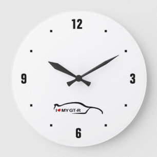 Grande Horloge Ronde J'aime mon logo noir GTR de traçage