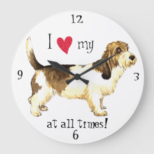 Grande Horloge Ronde J'aime mon PBGV