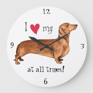 Grande Horloge Ronde J'aime mon teckel