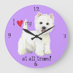 Grande Horloge Ronde J'aime mon Westie