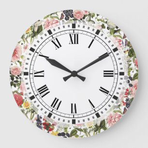 Grande Horloge Ronde Jardin botanique Fleurs d'été Vintage