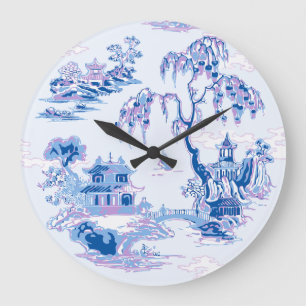 Grande Horloge Ronde Jardin de la Pagode en bleu et violet