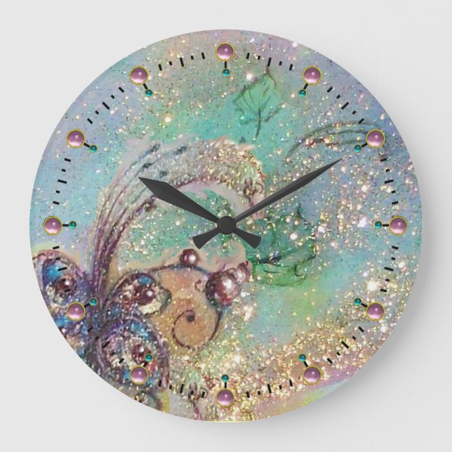 GRANDE HORLOGE RONDE JARDIN DES OMBRES PERDUES, PLANTE PAPILLON MAGIQUE (Recto)