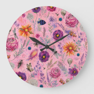 Grande Horloge Ronde Jardin Florissant Fantaisiste