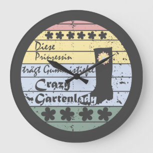 Grande Horloge Ronde Jardinière, dame de jardin, bottes en caoutchouc, 