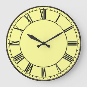 Grande Horloge Ronde Jaune avec Vintage noir