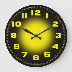 Grande Horloge Ronde Jaune de néon
