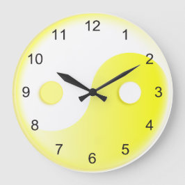 Grande Horloge Ronde Jaune Ensoleillé Yin & Yang