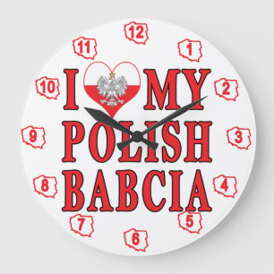 Grande Horloge Ronde J'Coeur Mon Polonais Babcia