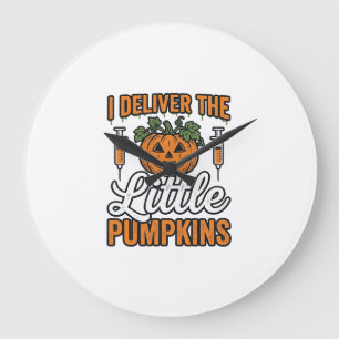 Grande Horloge Ronde Je livre les petits citrouilles Halloween Infirmiè