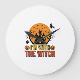 Grande Horloge Ronde Je Suis Avec La Sorcière Design De Château Hallowe