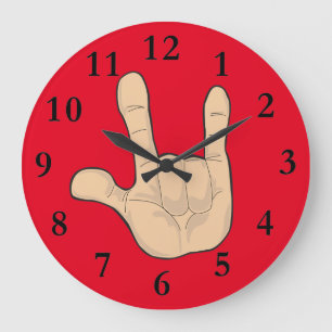GRANDE HORLOGE RONDE JE T'AIME LE GESTE MAIN