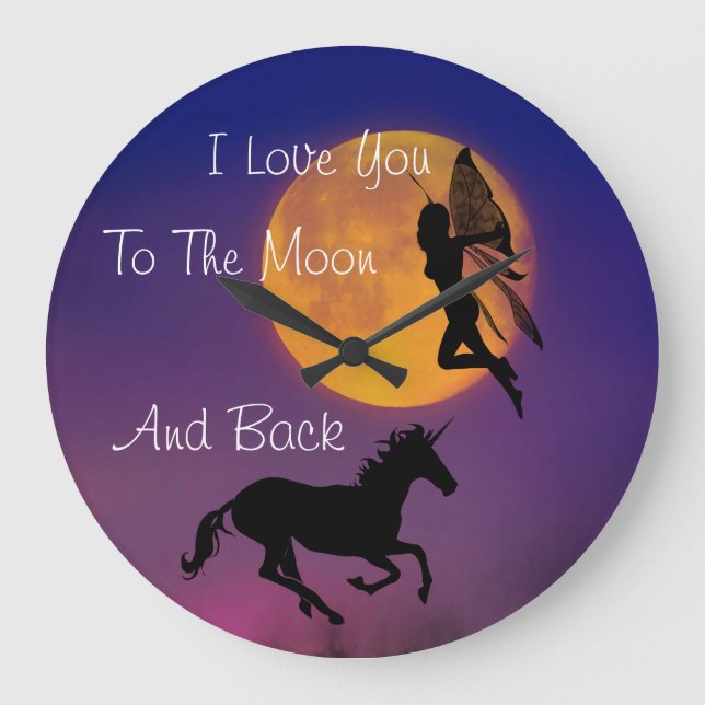 Grande Horloge Ronde Je T'Aime Sur La Lune Et De Retour (Recto)