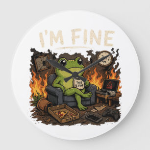 Grande Horloge Ronde Je vais bien Grenouille C'est Bien Mème Art