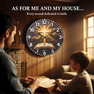 Grande Horloge Ronde Jean 3:16 Écriture Lumière Éternelle