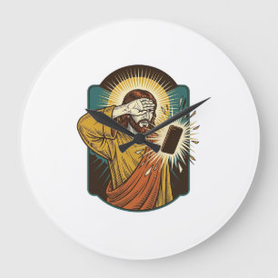 Grande Horloge Ronde Jésus aveuglant la luminosité maximale du téléphon