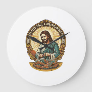 Grande Horloge Ronde Jésus Balle De Yoga Complètement Dégonflée Humour