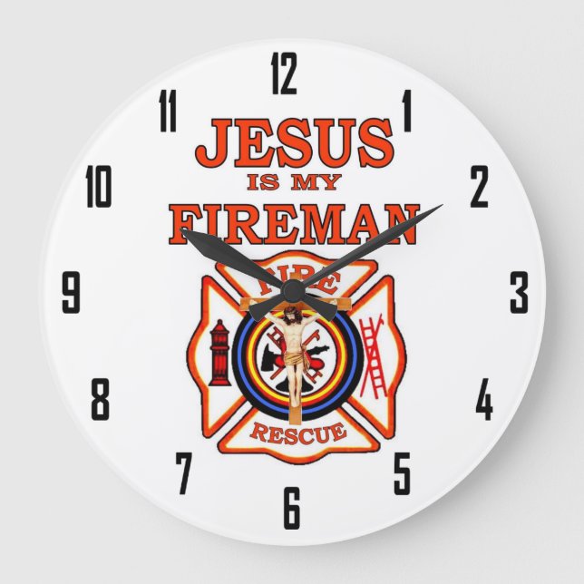 GRANDE HORLOGE RONDE JÉSUS DANS MON FIREMAN (Recto)