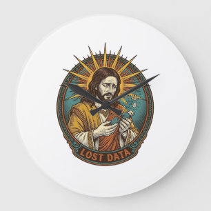 Grande Horloge Ronde Jésus Écrasé Clé USB Perte de Données Humour_1
