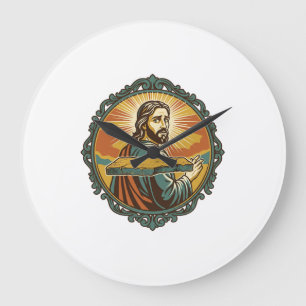 Grande Horloge Ronde Jésus gêné trébuchant surface plane publique club