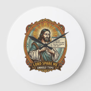 Grande Horloge Ronde Jésus Mauvaise Message Autocorrect Patron Embarras