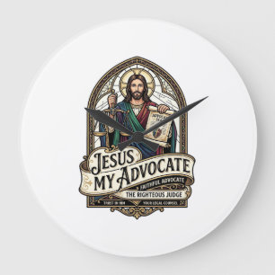 Grande Horloge Ronde Jésus Mon Défenseur Jésus Avocat Tribunal Foi Chré