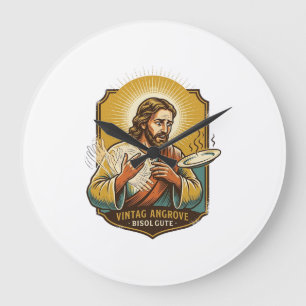 Grande Horloge Ronde Jésus s'est brûlé le doigt en sortant l'assiette d