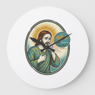 Grande Horloge Ronde Jésus tousse au milieu d'un message audio vocal Te