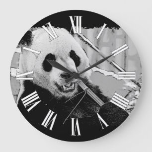 Grande Horloge Ronde Jeune ours panda asiatique