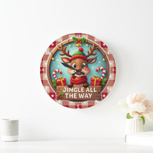 Grande Horloge Ronde Jingle Tout Le Chemin Joyeux Renard Noël