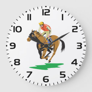 Grande Horloge Ronde Jockey de course de chevaux au galop