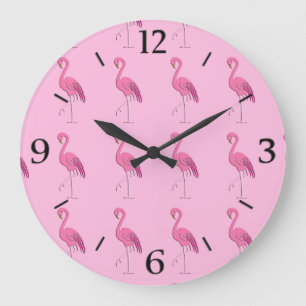 Grande Horloge Ronde Joli flamant rose