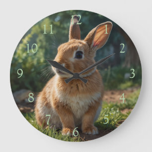 Grande Horloge Ronde Joli jardin de cottage anglais de Pâques avec lapi