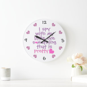 Grande Horloge Ronde Joli *Je vois* Rose et Violet