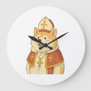 Grande Horloge Ronde Joli pape Akita - Création de chien drôle
