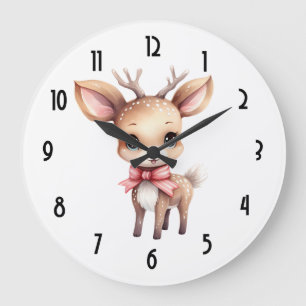 Grande Horloge Ronde Joli renne de Noël