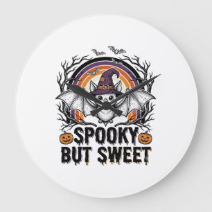 Grande Horloge Ronde Jolie chauve-souris Halloween Gravure vintage T-sh