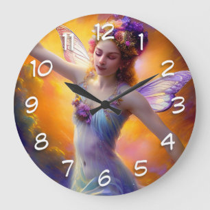 Grande Horloge Ronde Jolie danse de fée dans le vent