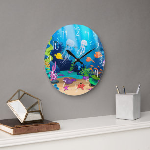Grande Horloge Ronde jolie plage de poissons de mer