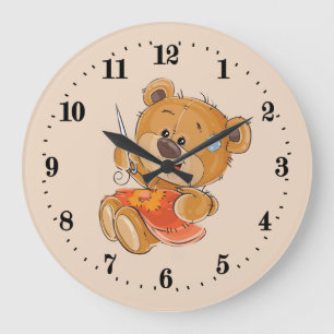 Grande Horloge Ronde Jolie salle de couture à l'ours
